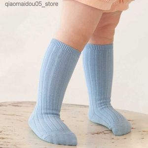 Chaussettes pour enfants 12 couleurs de chaussettes en coton pour garçons et filles côtes décontractées genoue baby tube long bottes chaussettes pour enfants