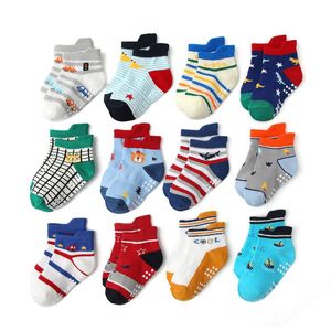 Kids Socks 12 Pairs Non Slip Toddler with Grip for Boys Girls Baby Infants Anti Skid Cotton Crew 1 7Years L221203