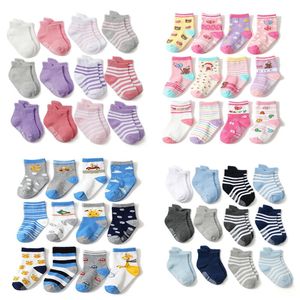 Enfants Chaussettes 12 paires Lot Coton Bébé Plancher Garçon Gril Enfant Court Antidérapant 1 5 Ans 221203