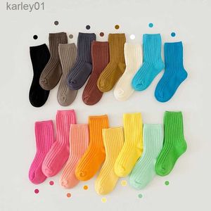 Chaussettes pour enfants 17 couleurs chaussettes décontractées pour enfants côtelées garçons filles chaussette d'école tout-petits chaussette de cheville coton rayé bébé chaussette pour enfants 1-9 ans yq240314