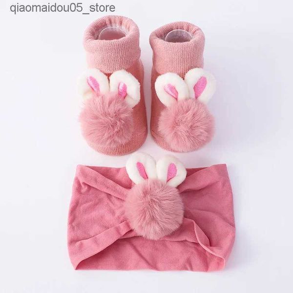 Calcetines para niños Juego de 2 piezas de calcetines para bebés con linda diadema de pelota de lujos calcetines recién nacidos lindos calcetines para el cabello de niños y niñas Propiedades Q240413