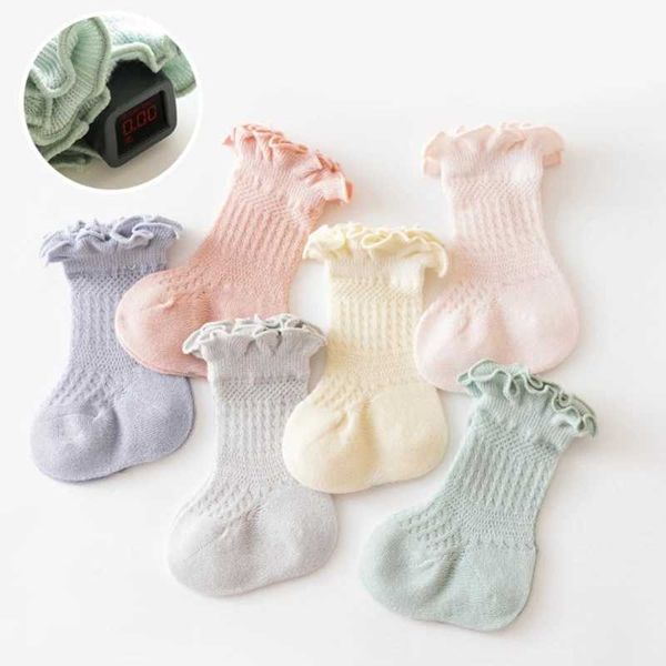 Calcetines para niños 2023 primavera de verano calcetines para bebés huecos niñas de niña con la rodilla de la rodilla alta del algodón del algodón del algodón de algodón