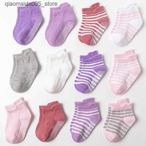 Kinder sokken 3 paar/partij babysokken voor meisjes jongens baby's zachte sokken voor pasgeborenen kinderen gestreepte print lente en zomer babysokken warm 0-6 maanden oud Q240413