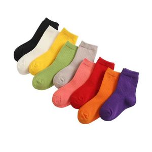 Chaussettes pour enfants 3 paires / lot de nouveaux chaussettes pour enfants de couleur solide printemps / été D240513