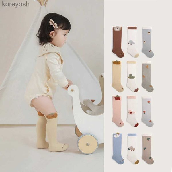 Calcetines para niños 3 par/set niño largo nuevo otoño bebé recién nacido niños medias suaves para antes de caminar algodón niña infantil niño lindo BonelessL231114