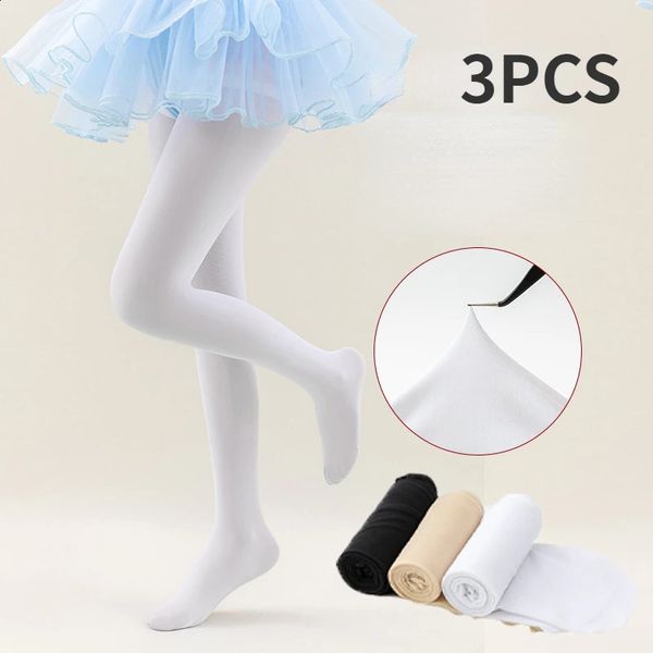 Chaussettes pour enfants 3 pièces d'été et de printemps collants pour enfants de couleur bonbon collants de ballet filles bas velours pour enfants collants blanc pur 231214