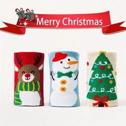 Kids Socks 3pairs kerstsokken voor kinderen herfst en wintermode schattige cartoon sneeuwman kerstboompatroon vakantiesokken 231121