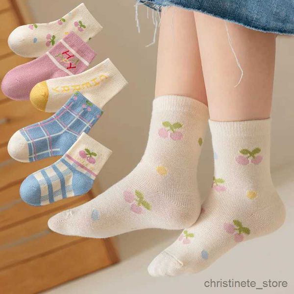 Calcetines para niños 5 par/lote primavera otoño nuevos calcetines para niños adolescentes estudiante niño niña bebé algodón lindo dibujos animados moda cálido para niños de 0 a 12 años calcetín