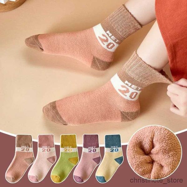 Chaussettes pour enfants 5 paires/lot 1 à 8 ans chaussettes d'hiver pour enfants épaissir Plus chaussettes chaudes en velours pour enfants garçons et filles bébé automne chaussettes éponge R231204