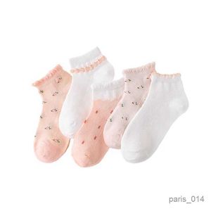 Kinder sokken 5 paar/lot kinderen katoenen sokken jongen meisje baby baby baby infant mode ademende solide mesh sokken voor zomer 1-12t tieners kinderen