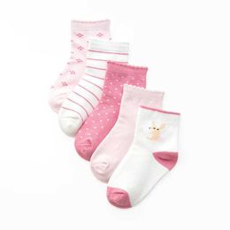 Kindersokken 5 paar/Lot Childrens Soft Cotton Socks For Teens Boy Girl Baby Baby Cartoon Fashion Warm Set 1-12y Autumn Winter Kids CN Y240504