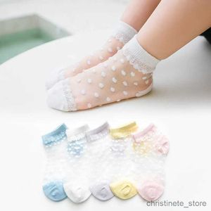 Chaussettes pour enfants 5 paires/lot chaussettes d'été pour filles pour enfants enfants Style maille bébé fille chaussettes florales avec dentelle élastique point fleurs chaussette en gros