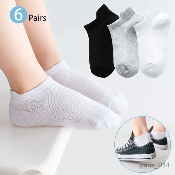 Chaussettes pour enfants 6 paires 1-12t enfants chaussettes en coton printemps d'été garçons filles maillage mince chaussettes de cheville massif