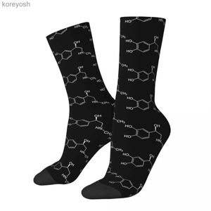 Chaussettes pour enfants Molécule d'adrénaline Noir Art médical Hommes Femmes Chimie Science Chaussette Harajuku Printemps Été Automne Hiver GiftL231114