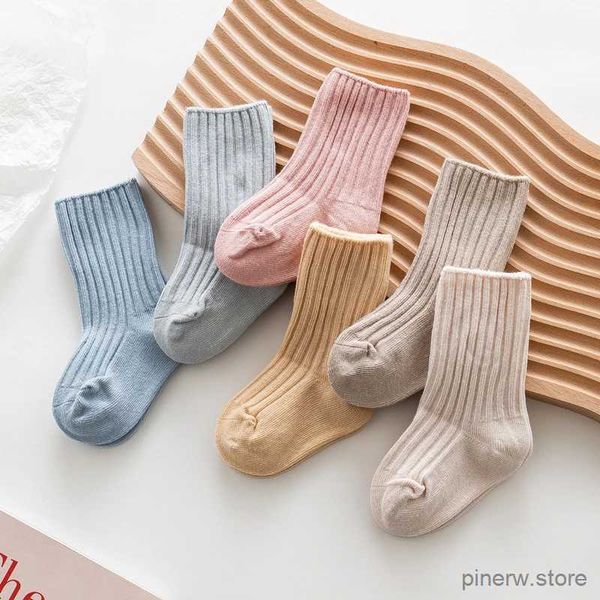 Chaussettes enfants automne hiver 100% coton chaussettes bébé pour enfants filles garçon couleur unie enfant en bas âge chaussettes tricotées enfants chaussettes tube pour 0-5 ans