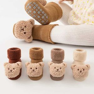 Chaussettes pour enfants automne chaussettes pour bébé d'hiver ours chaussettes nouveau-né les chaussettes bébé non glissantes coton doux nouveau-né chaussettes 2405
