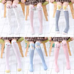 Kids Socks Baby Girl Knie High Socks Cartoon Cotton Childrens School Uniform Socks Lente/Summer Long Socks Cute Princess Long Socksl2405