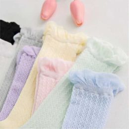 Kinder sokken baby sokken meisjes met hoge knieën mesh ademende luchtpijp schattige prinses baby solide kleur warme poten pasgeboren socksl2405