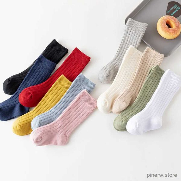 Chaussettes pour enfants Chaussettes bébé nouveau-né enfants infantile filles garçons chaussettes hautes enfant en bas âge fille solide coton rayure plaine longue chaussette pour enfants de 0 à 3 ans