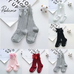 Chaussettes pour enfants, vêtements d'été pour bébés filles, grand nœud, haut aux genoux, Long et doux, en dentelle de coton, 100%, 231007