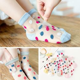 Kids Sokken Baby Dunne Wave Point Socks Infant Girls Summer Mesh Ademen Lovely Princess Sock Children Fashion Casual Tube Socks CYP807