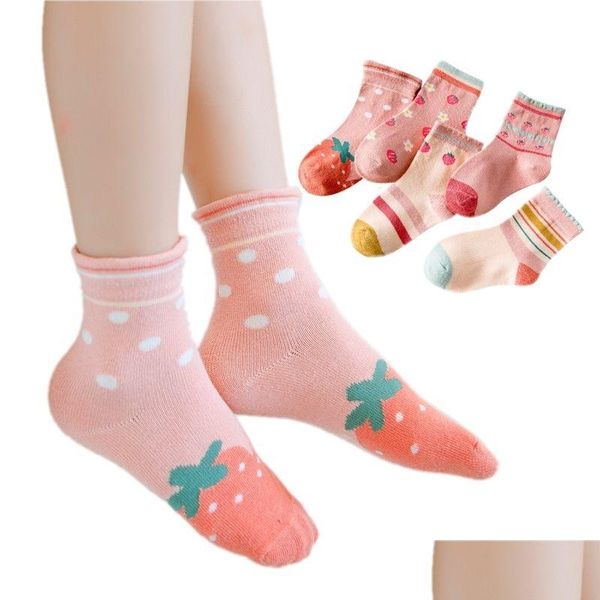 Chaussettes pour enfants respirant coton bébé enfant en bas âge garçon filles automne hiver printemps chaud tendance dessin animé chaussette pour 1-12 ans enfants Mti couleur D Dh9S4