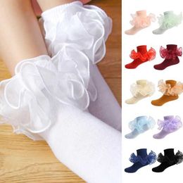 Calcetines para niños Candy Color Princess Girls Frilly Calcetín para Party Dance Childrens Calcetines con encaje Soft Kids School Calcetines Ruffles Baby Socken D240528