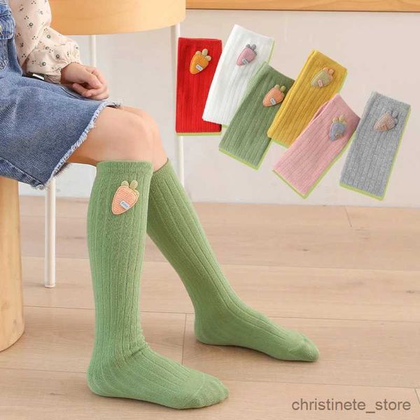 Calcetines para niños, calcetines bonitos de dibujos animados con forma de zanahoria para niñas pequeñas, calcetines por encima de la rodilla, calcetines largos de princesa para niños y estudiantes, medias de algodón