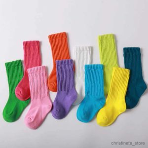 Chaussettes pour enfants enfants été blanc chaussettes longues pour filles garçons enfant en bas âge bébé infantile enfant coton drôle kaii coloré mignon Slouch chaussettes hautes R231204