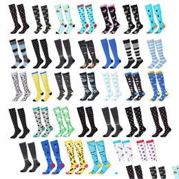 Chaussettes pour enfants Compression pour varices veines femmes filles hommes hommes drôles animaux mignons imprimés UNI Running Running Cycling infirmières Drop Livrot B Dhlvd