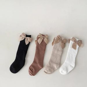 Chaussettes en coton pour enfants, Version coréenne, Tube à gros nœud, peigné, sans talons, pour bébé, 231202