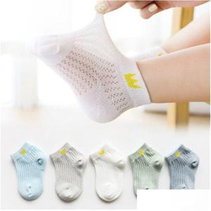 Chaussettes d'été en coton pour enfants, couronne, maille fine, pour garçons et filles, cheville, bateau, livraison directe, vêtements de maternité, Dhgm0