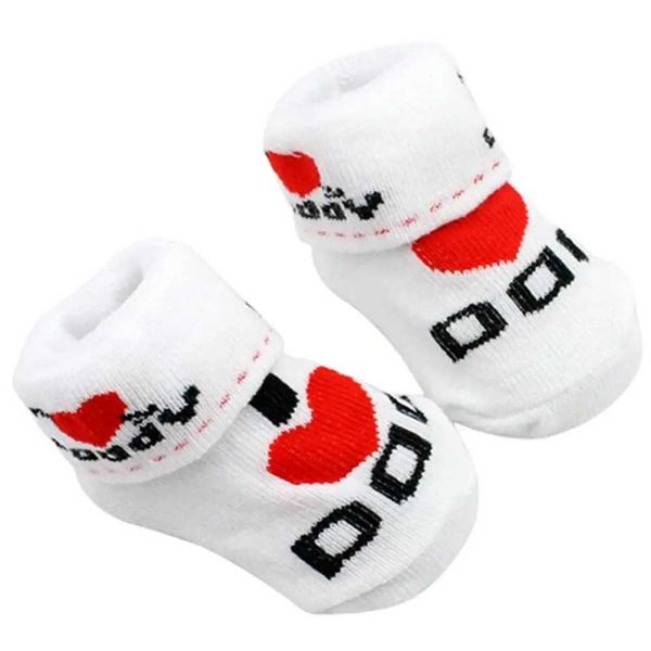 Chaussettes pour enfants mignons bébé chaussettes en coton blancs j'aime maman / papa 0-6 mois nouveau-né / fille jambes chaudes chaussettes socksl2405
