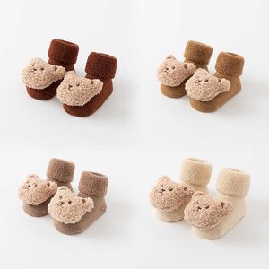 Kinder sokken schattige cartoon teddyberen sokken zachte huidvriendelijke niet-slip vloer sokken winter baby en peuter dikke warme been kachel 0-3YL2405