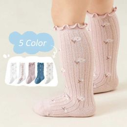Chaussettes pour enfants mignonnes chaussettes de genou de bébé en coton avec bords plissés chaussettes bébé fille nouveau-nés
