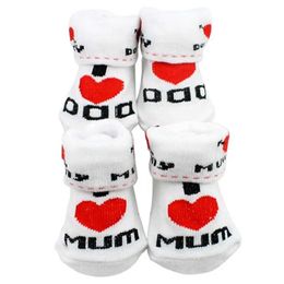 Kinder sokken schattig katoenen sokken baby wit ik hou van mama/papa 0-6 maanden pasgeboren jongens en meidenl2405