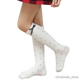 Chaussettes hautes à pois pour filles, chaussettes de princesse longues et décontractées, Style talon noir et blanc, pour enfants de 3 à 8 ans