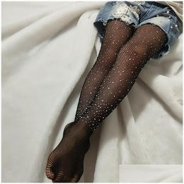 Enfants Chaussettes Filles Designer Collants Enfant Bébé Strass Collants Résille Leggings Fille Enfants Maille Bas Creux Filet De Poisson Dh0Lx