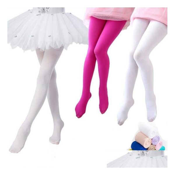 Chaussettes pour enfants Filles Velours Leggings Bonbons Couleurs Collants Ballet Collants Enfant Pantalon Skinny 80D Veet Dance Chaussette Panty Tuyau 15 3 Tailles Dro Dhy9M