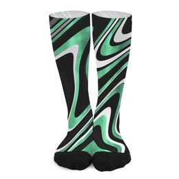 Calcetines para niños Verde gris abstracto giratorio retro patrón negro calcetines de fútbol para niños calcetines de invierno 230718