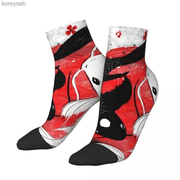 Chaussettes pour enfants Koi Fish Yin Yang, cheville unisexe pour hommes, Harajuku, imprimé sans couture, chaussettes basses Happy, cadeau L231114