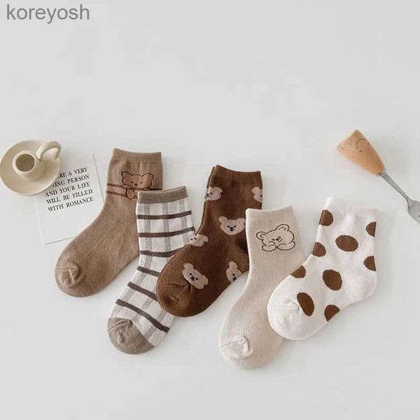 Chaussettes pour enfants, ours de dessin animé coréen, bébé en coton doux, Tube moyen chaud pour enfants garçons et filles, mignon court, 1 paire, L231114