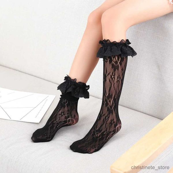 Chaussettes enfants dentelle bébé filles chaussettes princesse bébé genou haute mariage maille enfant en bas âge filles chaussettes à volants collants floraux jambières chaussettes pour enfants