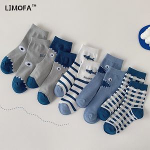 Chaussettes enfants LJMOFA 5 paires 1-12 ans chaussettes pour enfants filles mignonnes animaux requin garçons chaussettes rayures chaudes Plaid école dessin animé chaussettes de mode C107 230926