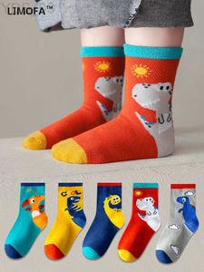 Chaussettes enfants LJMOFA 5 paires bébé bambin garçons chaussettes coton dinosaure imprimé animal chaussettes mignonnes pour enfants mode mi chaussettes enfants chaussettes C159 YQ240314