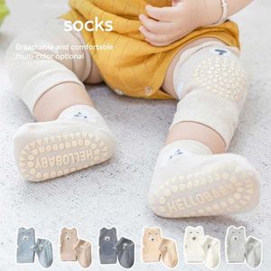 Kinderen sokken millennium nieuwe lente babyvloer sokken babybeer wandel sokken en kruipende knie padsl2405