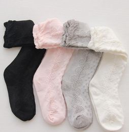 Chaussettes pour enfants nouveaux enfants coréens chaussettes filles coton doux genou chaussettes enfants fleurs bouffées dentelle chaussettes enfants longue chaussette jambe A03628061635