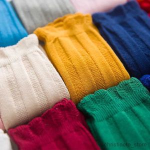 Chaussettes pour enfants nouveau printemps automne bébé filles coton chaussettes hautes enfants fille chaussettes longues enfant en bas âge Double aiguille chaussettes R231204