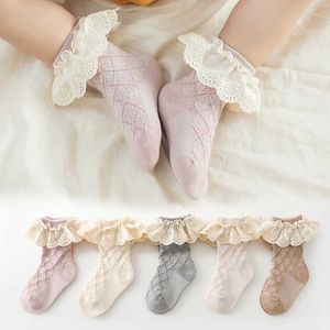 Kinder sokken pasgeboren babymeisjes been gegolfd lange sokken katoen schattige sokken kind lente kleding met lacework unisex peuters katoenen sokken