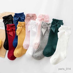 Kinder sokken pasgeboren baby sokken peuters meisjes grote boog knie hoog lang zachte 100% katoenen kanten buis kinderen sok kinderen sokken voor 0-5 jaar oud